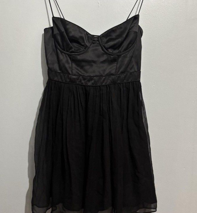 Y2k Ingwa Melero 100% Silk Bustier Dress Black Corset Lace Up Goth Glam Medium
